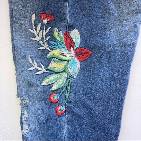 Est 1946 Denim Embroidery Distress Crop Womens Jean 12 Blue - Picture 5 of 12